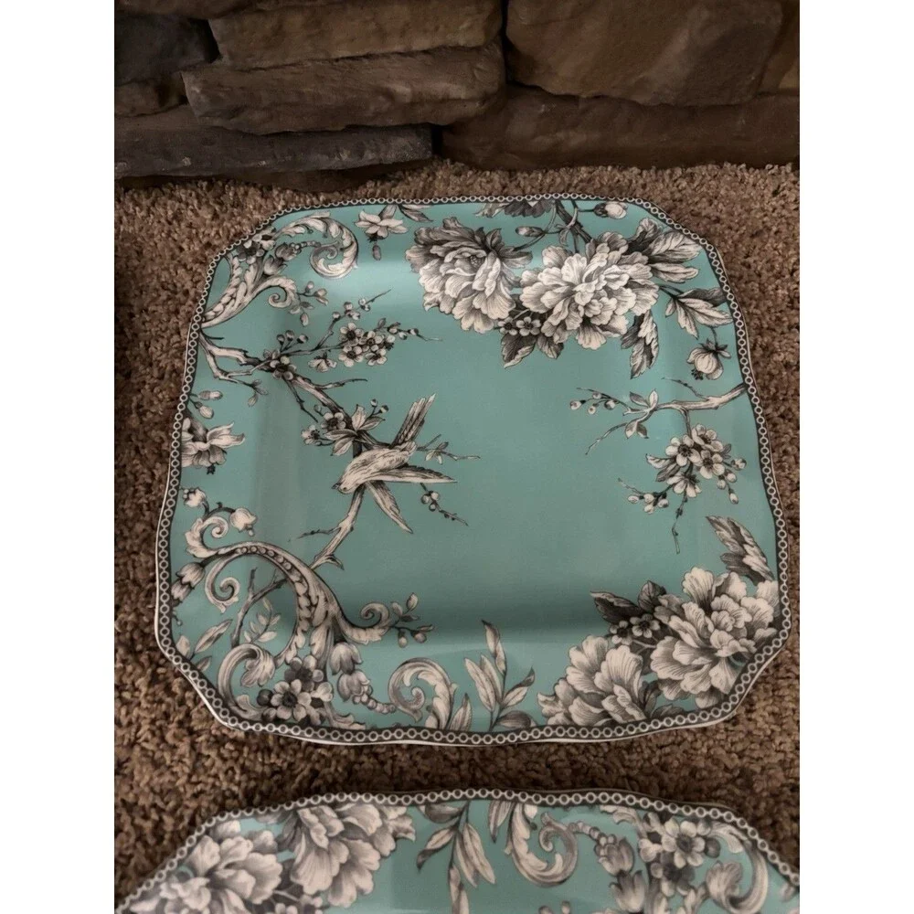 222 fifth adelaide turquoise  10 1/2 In Dinner Plate Set Of 4 Square